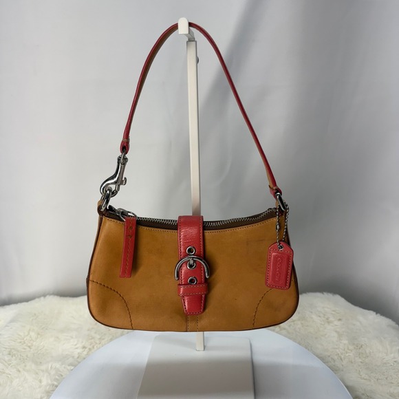 Vintage Coach 6693 Handcrafted Tan Leather Small Buckle Demi Bag Shoulder Purse - Picture 1 of 16